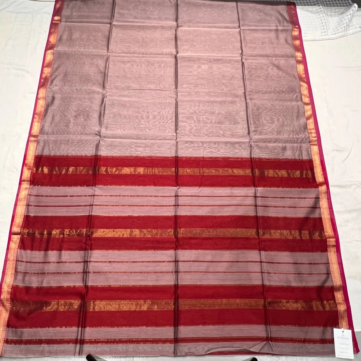 Dusty Rose & Sindoor Red Rasta Border