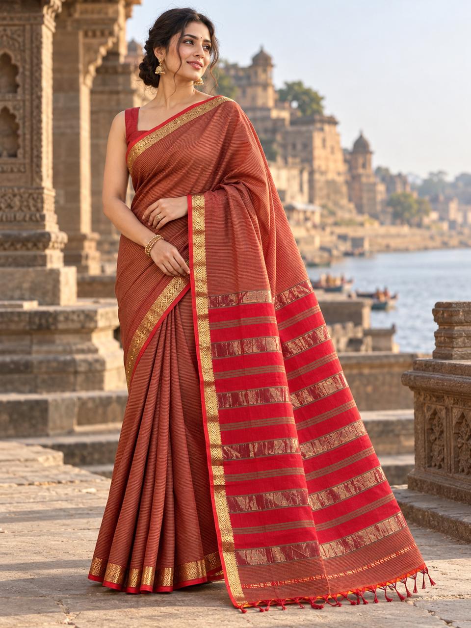 Rust Brown Garbha Reshmi