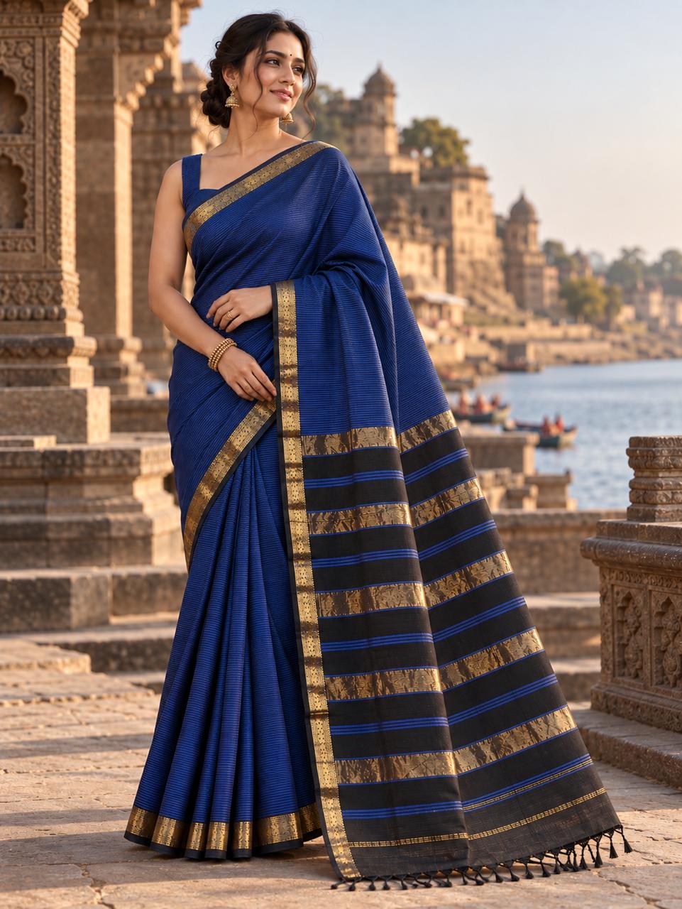 Royal Blue Garbha Reshmi